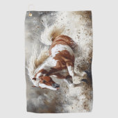 Malendes Pferd, das durch Wasser läuft Golfhandtuch (Vorderseite)