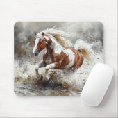 Malendes Pferd, das durch Wasser läuft Mousepad (Mit Mouse)