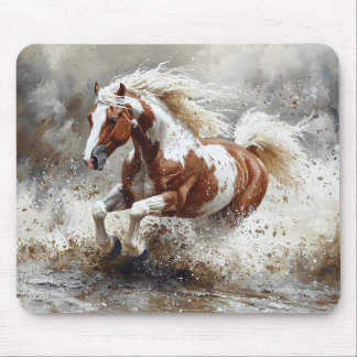 Malendes Pferd, das durch Wasser läuft Mousepad