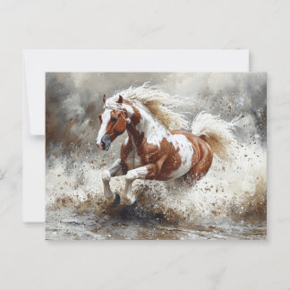 Malendes Pferd, das durch Wasser läuft Postkarte