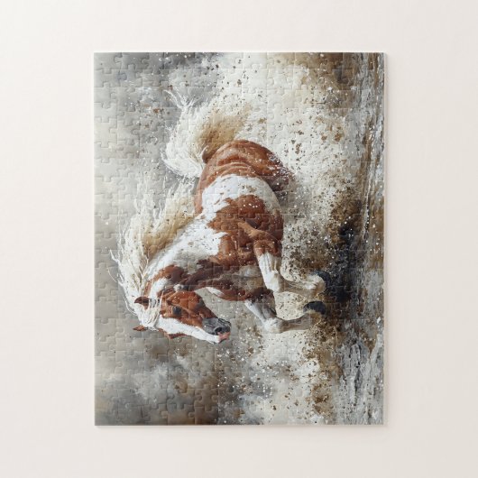 Malendes Pferd, das durch Wasser läuft Puzzle (Vertikal)