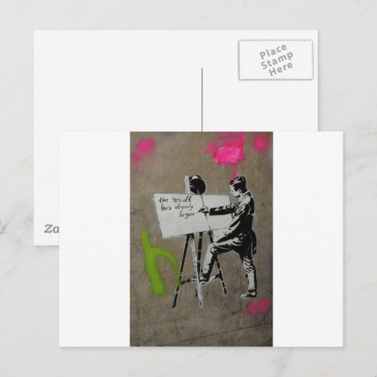 Maler am Arbeitsplatz Postkarte (Vorne/Hinten)