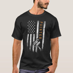 Maler American Flag Design Painting T-Shirt