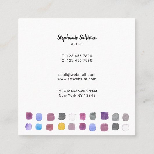 Maler Artist Business Card Quadratische Visitenkarte (Rückseite)