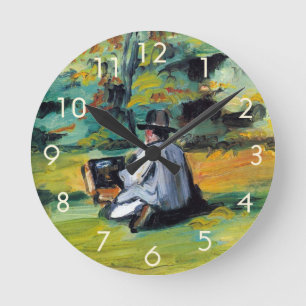 Maler bei der Arbeit von Paul Cezanne, Vintage Fin Runde Wanduhr