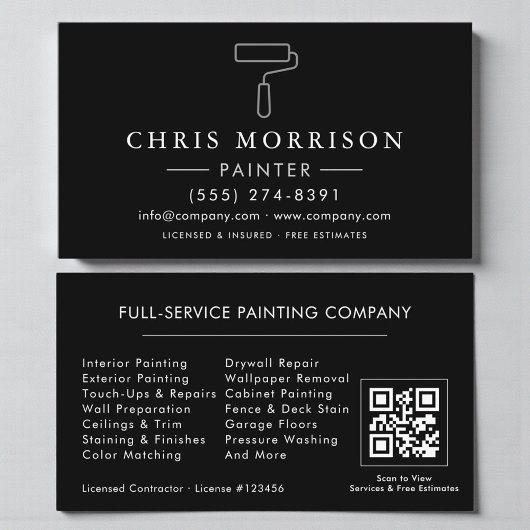 Maler Black Silver QR Code Visitenkarte