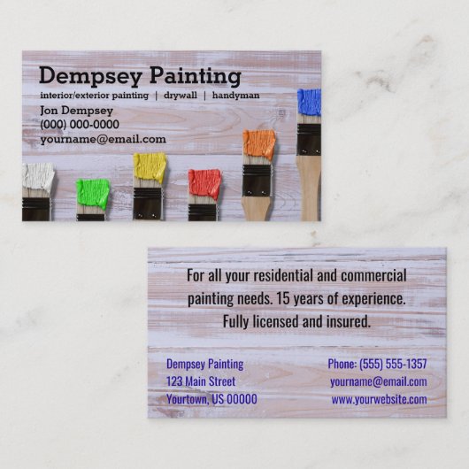 Maler-bunter Pinsel Visitenkarte (Vorne/Hinten)