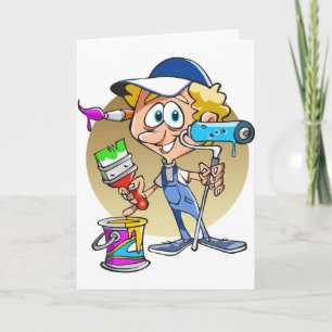 Maler Dekorator Cartoon Maskottchen Karte