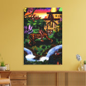 Maler, der auf dem Tempel des Tigerdschungels reit Leinwanddruck (Insitu (Wohnzimmer))