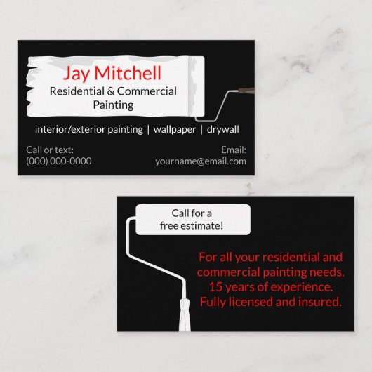 Maler-Farben-Rollen-Malerei Visitenkarte (Vorne/Hinten)