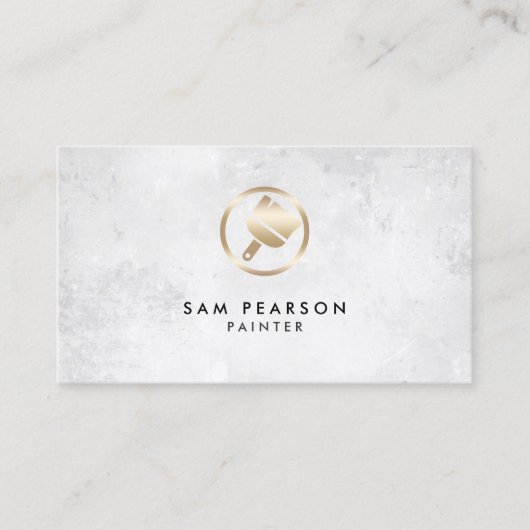 Maler Gold Paint Brush Icon Business Card Visitenkarte (Vorderseite)