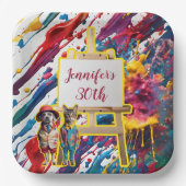 Maler-Künstler für Sip und Paint Party Pappteller (Vorderseite)