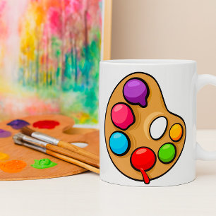 Maler Kunstpalette Künstler Kaffee Tasse Malen