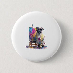 Maler Mops � Abstrakt Art Dog Button