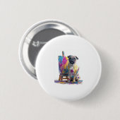 Maler Mops � Abstrakt Art Dog Button (Vorne & Hinten)