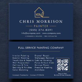 Maler Navyblau Gold QR-Code Visitenkarte