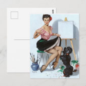 Maler Pin Up Postkarte (Vorne/Hinten)