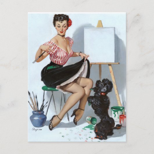 Maler Pin Up Postkarte (Vorderseite)