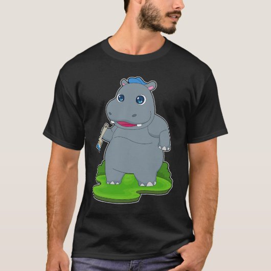 Maler Pinsel Malen Nilpferd T-Shirt (Vorderseite)