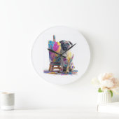 Maler-Pug � Abstrakte Kunst Hund Große Wanduhr (Zuhause)