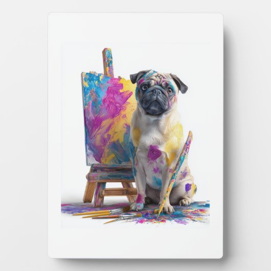 Maler Pug � abstrakter Kunsthund Fotoplatte (Vorderseite)