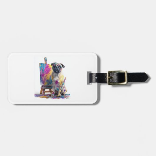 Maler Pug � abstrakter Kunsthund Gepäckanhänger (Vorderseite horizontal)