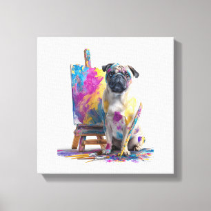 Maler Pug � abstrakter Kunsthund Leinwanddruck
