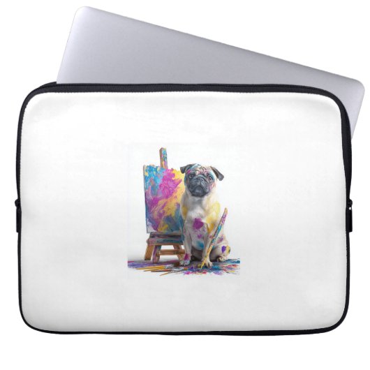 Maler-Pug � Abstraktes Kunst Hund Laptopschutzhülle (Vorderseite)
