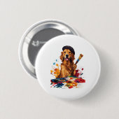 Maler Pup - Künstlerischer Hund mit Easel Button (Vorne & Hinten)