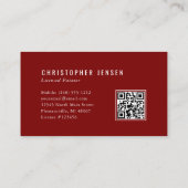 Maler-QR-Code Burgunderrot-Malerei Visitenkarte (Rückseite)