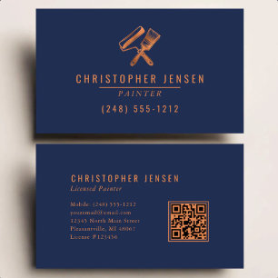 Maler QR-Code Malerei Unternehmen Navy Blau Kupfer Visitenkarte