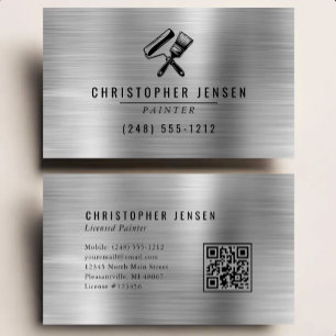 Maler-QR-Code Silber Schwarz Metallisch Malerei Visitenkarte