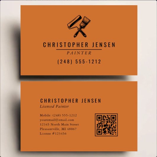 Maler-QR-Code-Terrakotta-Schwarzmalerei Visitenkarte