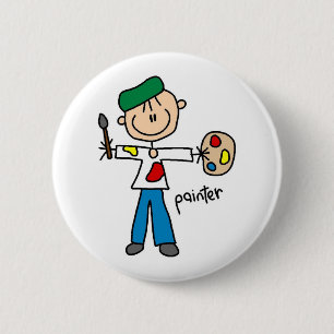 Maler-Stickfigur Button