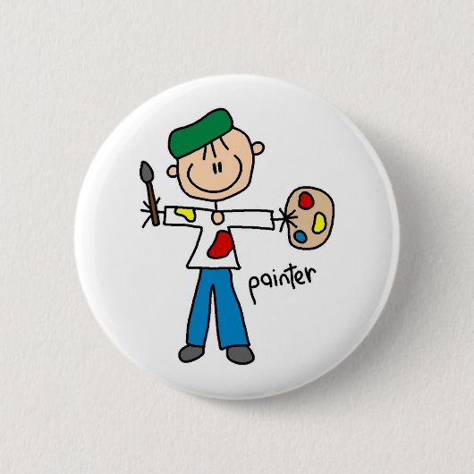 Maler-Stickfigur Button (Vorderseite)