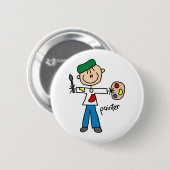 Maler-Stickfigur Button (Vorne & Hinten)