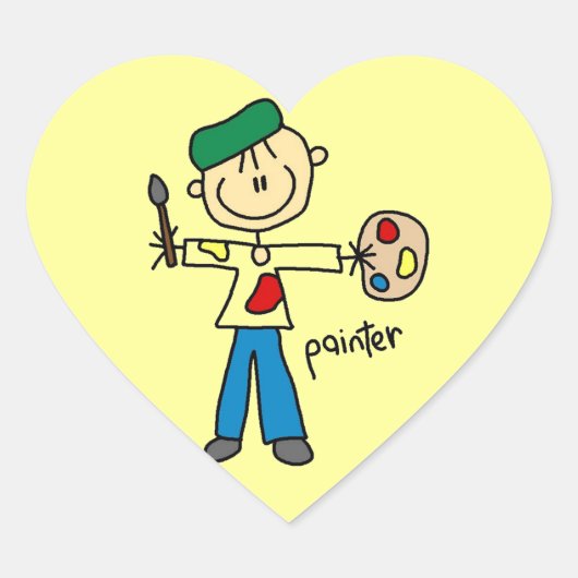 Maler-Stickfigur Herz-Aufkleber (Vorderseite)