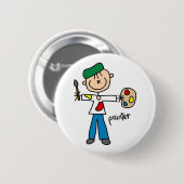 Maler-Strichmännchen-Knopf Button (Vorne & Hinten)