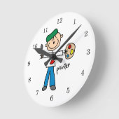 Maler-Strichmännchen Runde Wanduhr (Winkel)