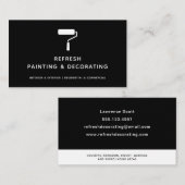 Maler und Dekorator Paint Roller Moderne Schwarz Visitenkarte (Vorne/Hinten)