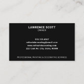 Maler und Dekorator Paint Roller Moderne Schwarz Visitenkarte (Rückseite)