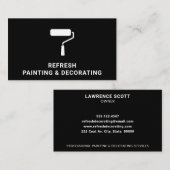 Maler und Dekorator Paint Roller Moderne Schwarz Visitenkarte (Vorne/Hinten)