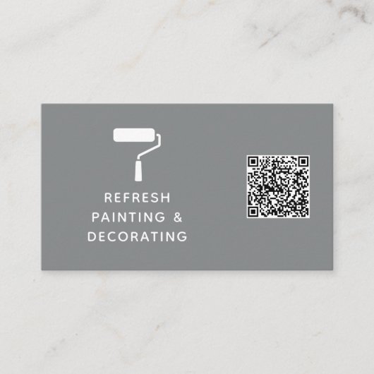 Maler und Dekorator QR-Code Farbwalze grau Visitenkarte (Vorderseite)