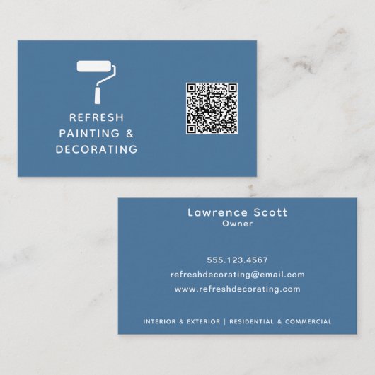 Maler und Dekorator QR Code Malwalze Visitenkarte (Vorne/Hinten)