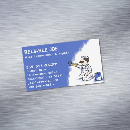 Maler Zeichnen blauer Farbe | Handyman Magnetische Visitenkarte (Beispiel)