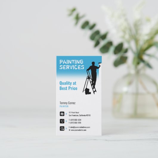 Malerdienste | Maler am Arbeitsplatz Visitenkarte (Stehend Vorderseite)