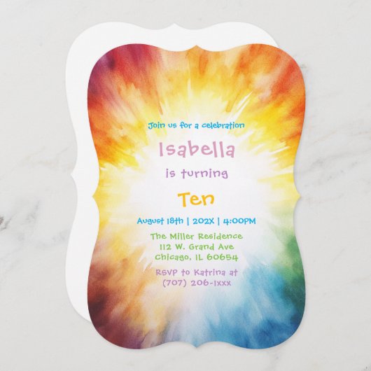 Malerei 10. Mädchen Geburtstag Einladung (Vorne/Hinten)