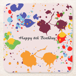 Malerei 8. Geburtstagsparty Bunte Schnüre Rechteckiger Pappuntersetzer