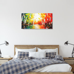 Malerei Abstrack ein Bild von Bäumen und Wasser Leinwanddruck