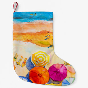 Malerei Aquarell Seacape Top Ansicht farbig von Kleiner Weihnachtsstrumpf